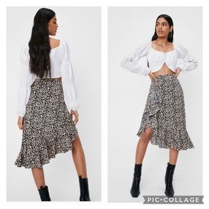 Nasty Gal Black and White Asymmetrical Skirt
